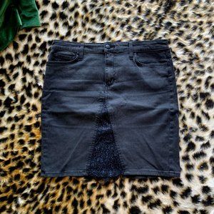 JOE'S JEANS. Black Jean Skirt with Lace Trim. Sz. 30.